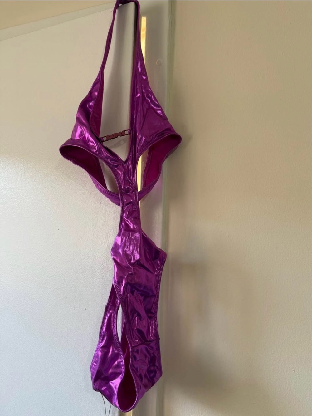 SKIMS Metallic Magenta One-Piece Bodysuit